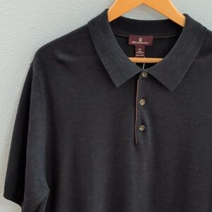 Bruno Magli Navy Merino Wool Polo Shirt Sleeve Shirt